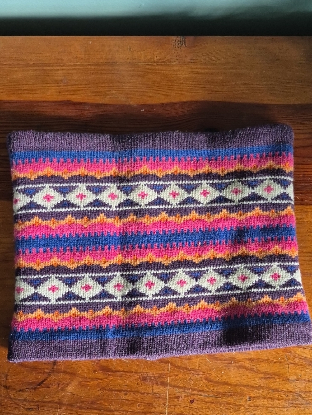 Lands' End Purple Chevron Neck Warmer, Vintage, Lambs Wool Blend